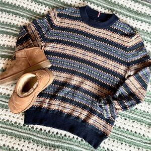 Tommy Hilfiger Blue & Gold Patterned Sweater